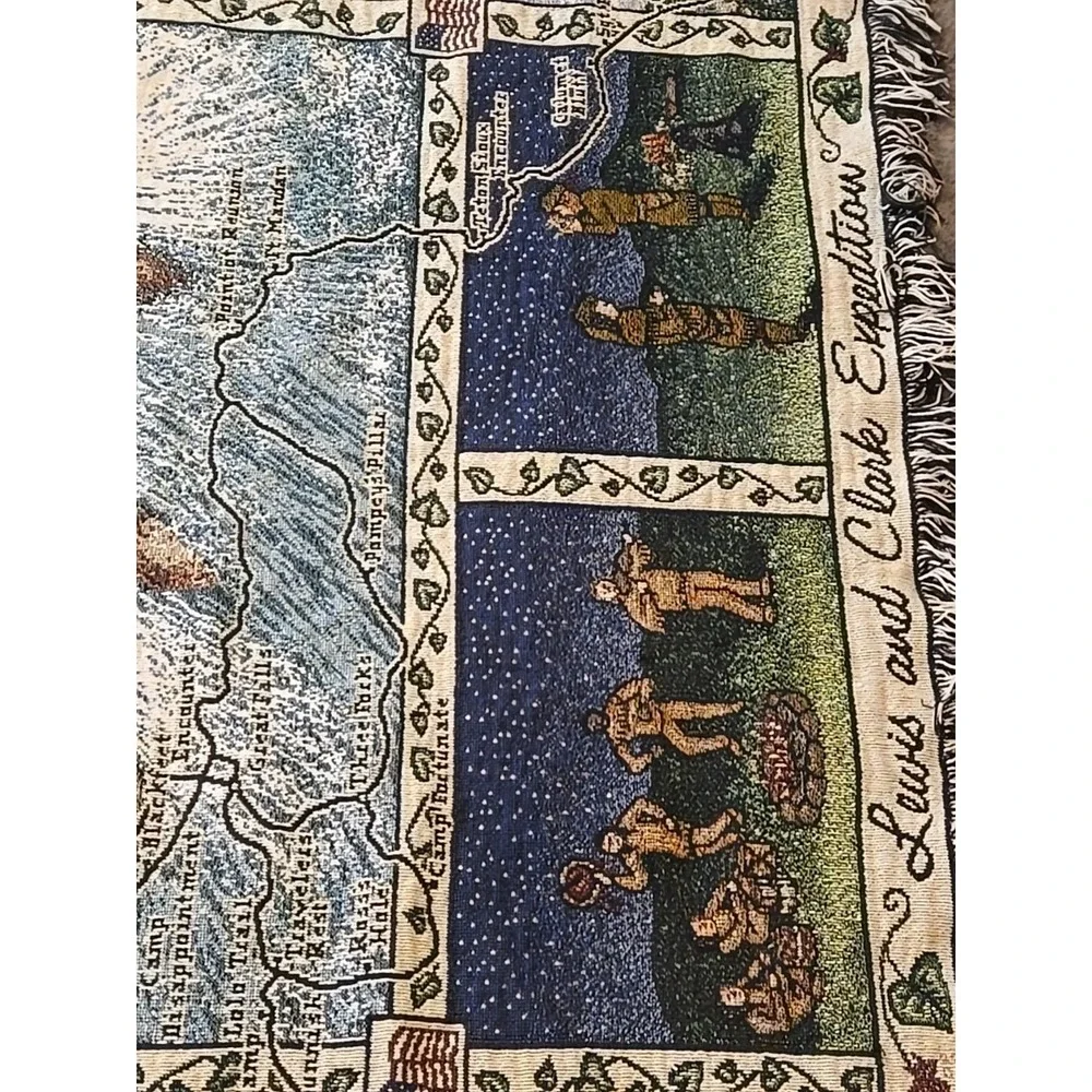 Lewis & Clark Corps Of Discovery Afghan Throw Mill Street Design Woven Tapestry